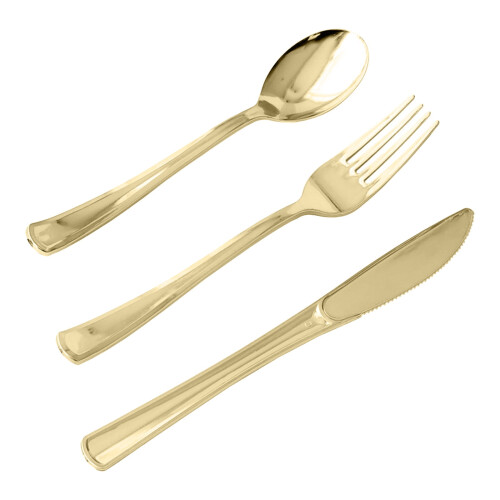 Fourchettes en plastique Harlier Gold – Usage unique et résistant