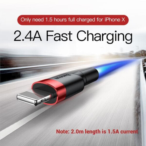 Cábla Baseus 2m atá comhoiriúnach le iPhone dubh Dubh 1