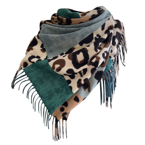 Leopardmönstrad halsduk för kvinnor, mjuk, varm och elegant höst/vinter