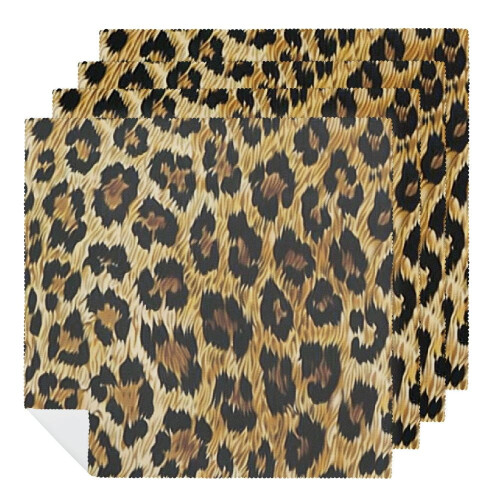Leopardmönstrade tygservetter polyester 2 st