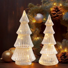 Gold Lighted Glass Christmas Tree Indoor Decor 6 inches