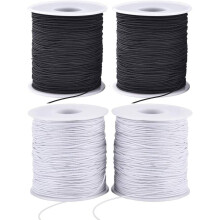 Sfoară elastică pentru brățări 1mm 4 role (2negre 2albe)