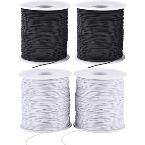 Sfoară elastică pentru brățări 1mm 4 role (2negre 2albe)