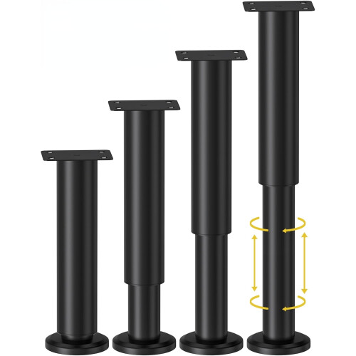 Pés de cama de metal ajustáveis de 18 a 31 cm (pacote com 4)