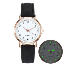 Women's Leather Band Quartz Watch Black Vintage Round 1