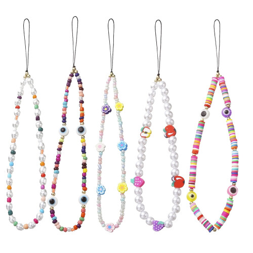 Κορδόνι τηλεφώνου με ακρυλικές χάντρες Faux Pearl 5 τεμάχια