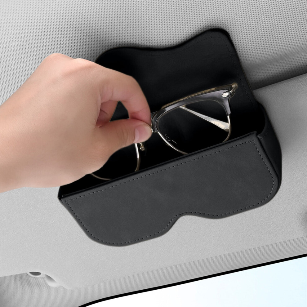 Car Sunglasses Case with Visor Clip and Storage Box
