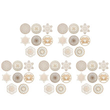 40Pack 14cm Wooden Wall Sign Flower of Life Shape Coaster Wood Wall Art DIY Coaster Making Geometry