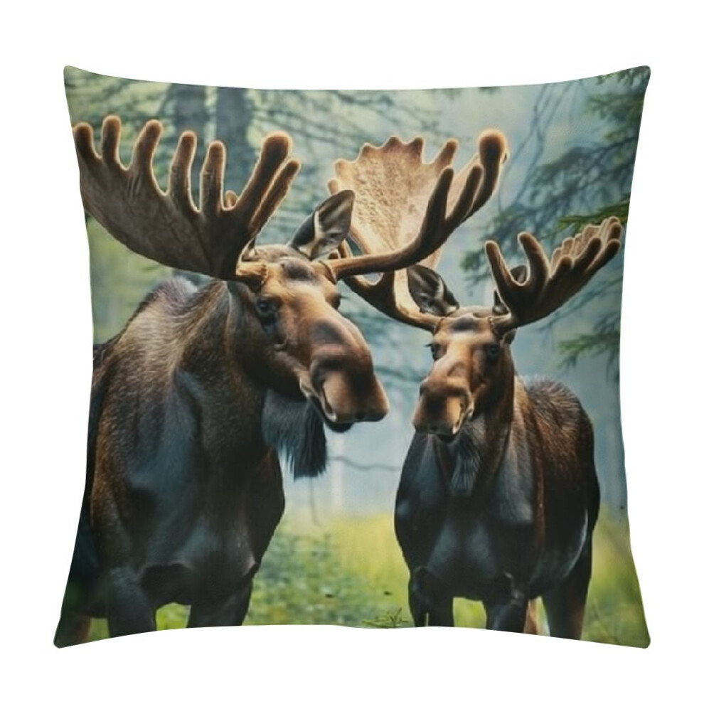 Moose Print Throw Pillow Cover 18x18 inches