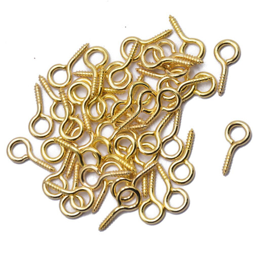 Occhielli a vite per gioielli, confezione da 50 pezzi, colore oro.