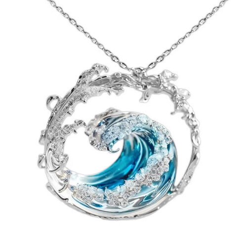 Σετ κολιέ και σκουλαρίκια Oceans Oath Blue Wave από ασήμι