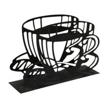 Porte-serviettes sur pied en acier inoxydable noir, lot de 1