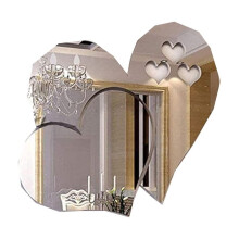 Heart-shaped acrylic mirror silver reflective decor