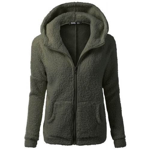 Cappotto da donna in lana e cotone con cappuccio e cerniera