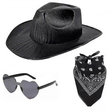Καπέλο Cowgirl με μπαντάνα σε σχήμα καρδιάς και γυαλιά ηλίου για γυναίκες