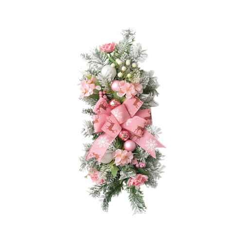 Couronne de Noël floquée avec nœud