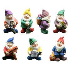 Statues de gnomes en résine pour décoration de jardin (lot de 7)