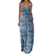 Damen-Maxikleid im Boho-Stil mit Blumenmuster und Taschen, Größe 4