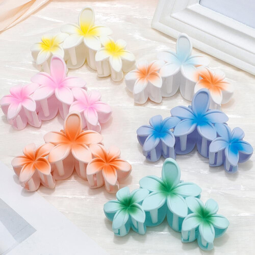 Pinces à cheveux fleuries style frangipanier (6 pièces)