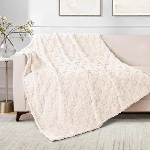 Checkered fleece blanket soft warm 100x150 cm 2