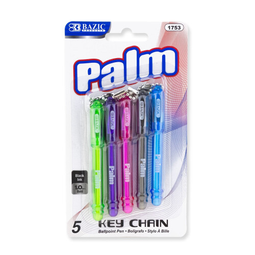 Μίνι στυλό BAZIC Palm με κρίκο για μπρελόκ, μαύρο μελάνι 1,0 χιλ. (5/συσκευασία), 1