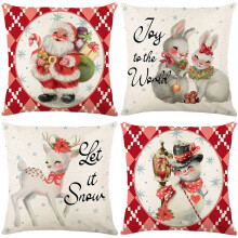 Housse de coussin décorative de Noël à motif cerf rustique 45 x 45 cm