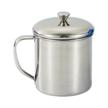 Kaffekopp i rostfritt stål med lock och handtag 355 ml