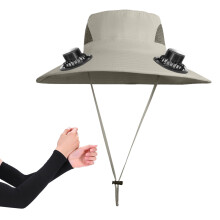 Chapeau de soleil d'extérieur avec ventilateur solaire USB et manchons réfrigérants