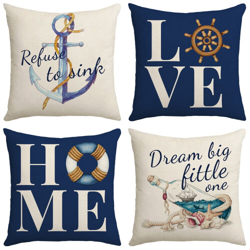 Housse de coussin décorative « Vie de plage » 45 x 45 cm