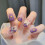 Rabbit-shaped press-on nails blue short full cover 24 pcs 1