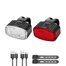 Bike Front and Rear LED Lights USB Rechargeable Set