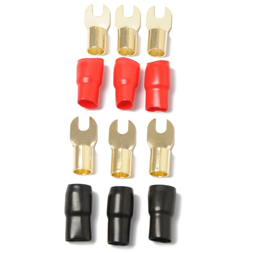 Spade Terminal Connectors Copper Gold Plated 0 Gauge 3 Pairs 946140637013