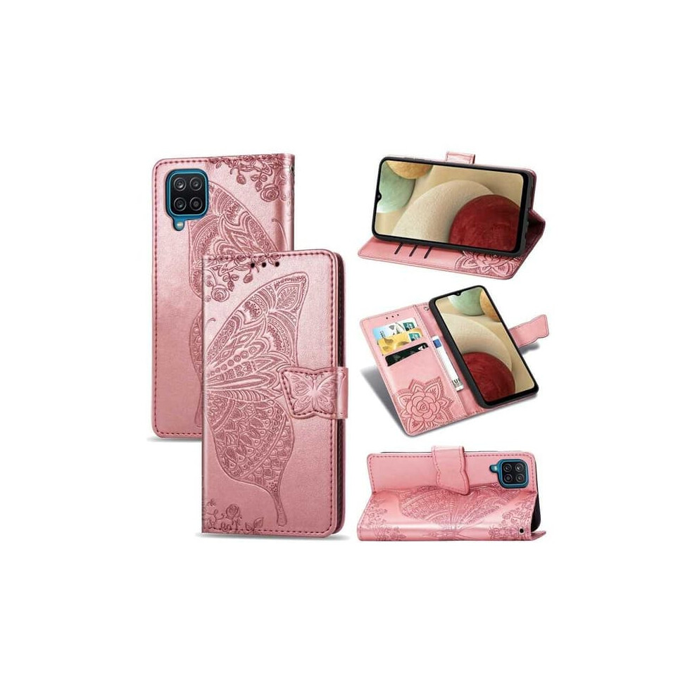 Samsung A12 Wallet Case Pu Leather Butterfly Rose Gold 940684215102