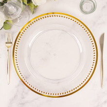 Assiette de présentation ronde en acrylique doré transparent, 33 cm (13 pouces)