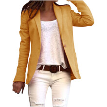 Veste blazer kaki pour femme, coupe slim décontractée, ouverte sur le devant