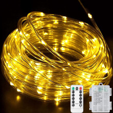 LED Rope Lights Battery Powered 39ft 100 LEDs Warm White