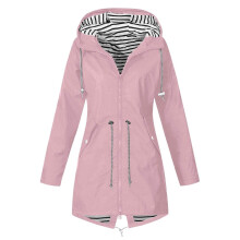 Manteau d'hiver Ă capuche rose grande taille pour femme