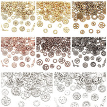 160 g 7-18 mm Antieke Steampunk Tandwielbedels, 8-kleurige harsvullingen, gemengde legering hangers voor het maken van sieraden, knutselwerk en