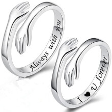 S925 Sterling Silver Hug Ring Adjustable Women Teen