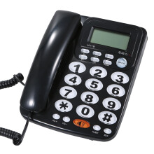 Wired Desktop Landline Telephone Black with Large Buttons