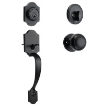 Front Door Handle and Deadbolt Set Black Reversible 1-Pack