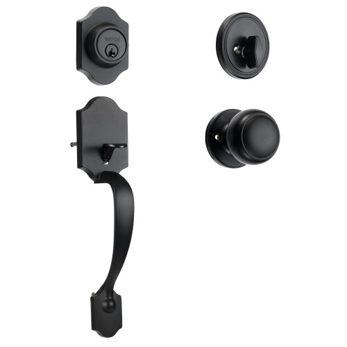 Front Door Handle and Deadbolt Set Black Reversible 1-Pack