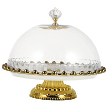 Suporte de vidro para bolo com tampa em forma de cúpula, redondo de 20 cm (8 polegadas).