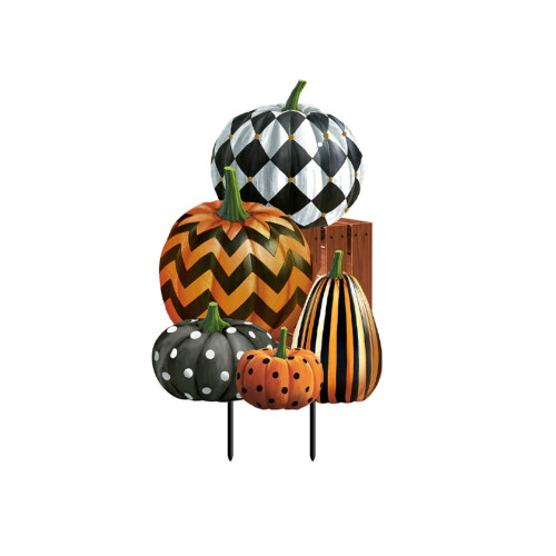 Fall metal pumpkin art patterned 12-inch