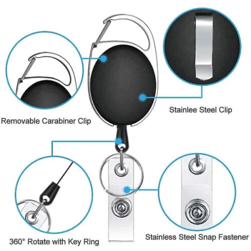 Retractable Key Ring Badge Holder 6-Pack 2