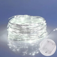 Guirlande lumineuse de Noël 2M20 LED, à piles, fil de cuivre, blanc froid, idéale pour la maison, les fêtes, les mariages et le sapin de Noël.
