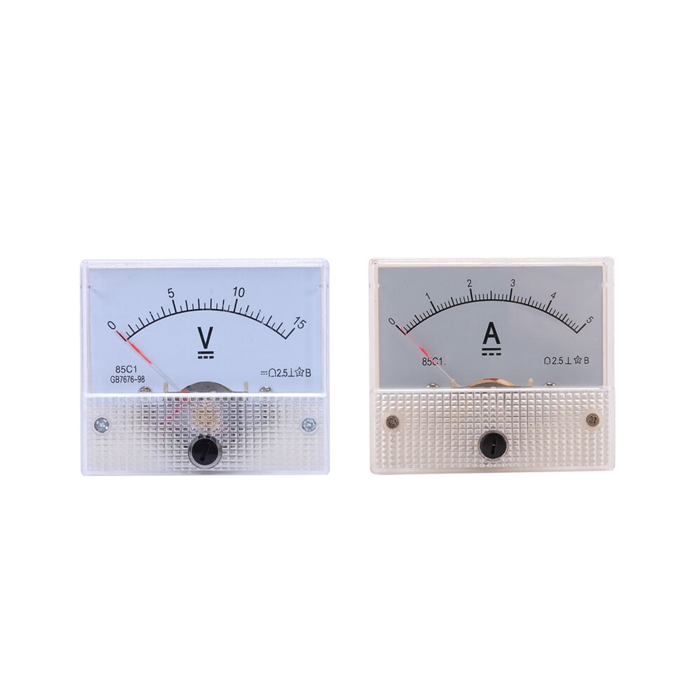 85C1-A Analog Dc Ammeter 5A And Voltmeter 0-15V 946140649887