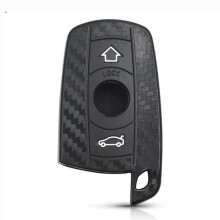 Carbon Fiber Silicone BMW Car Key Case Black One Size