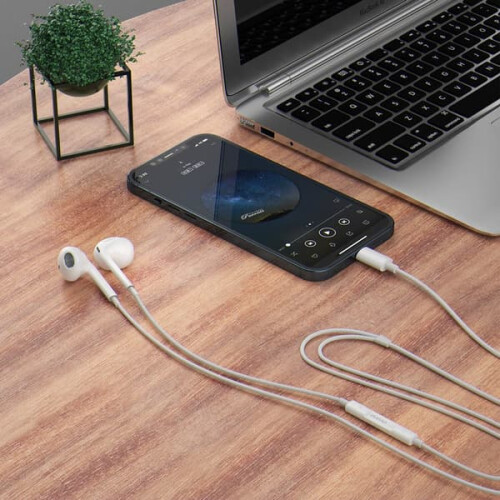 Συμβατά με iPhone, ακουστικά Lightning με κουμπιά έντασης ήχου, μικρόφωνο, λευκό