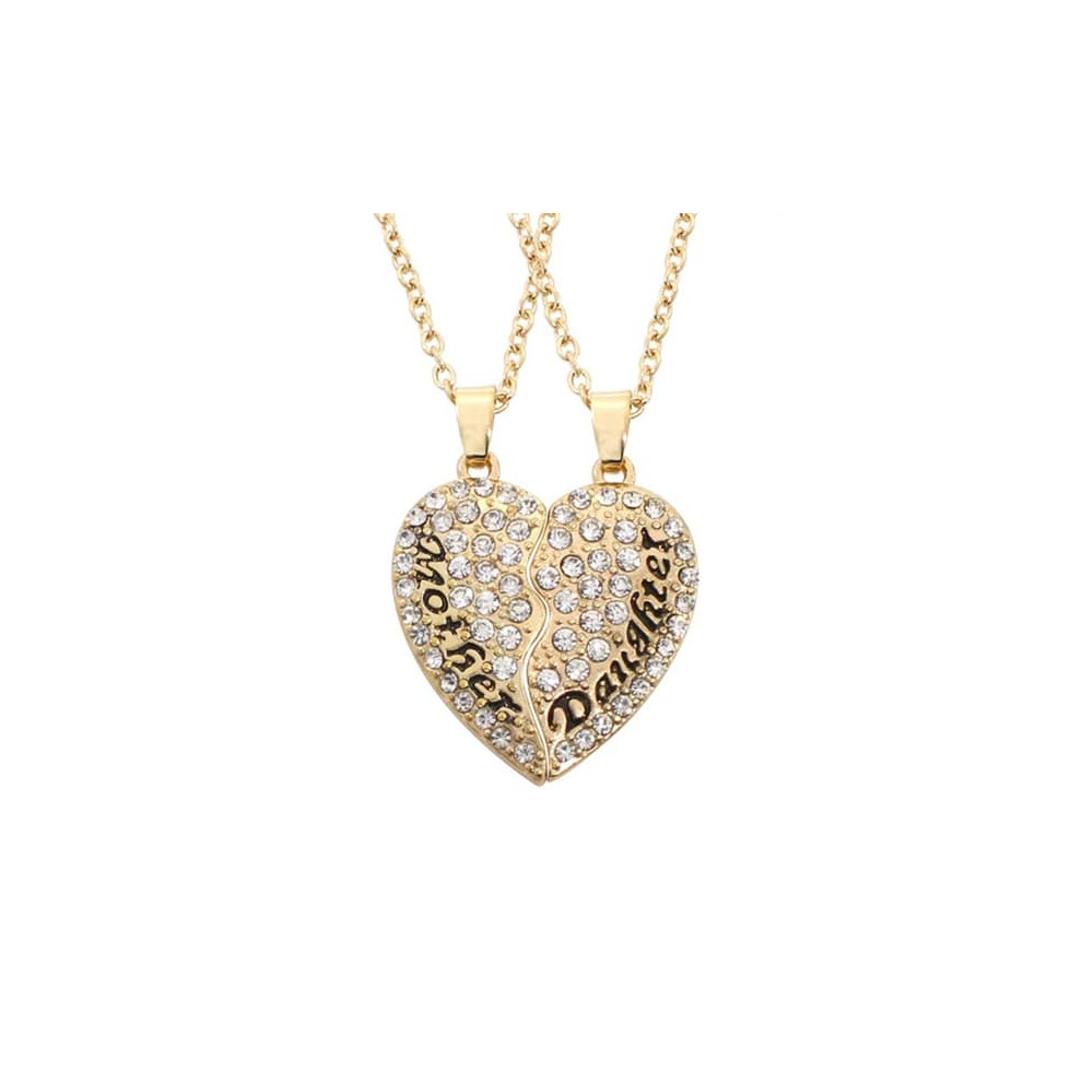 Mother And Daughter Broken Heart Necklace 2-Piece Gold 940684219124